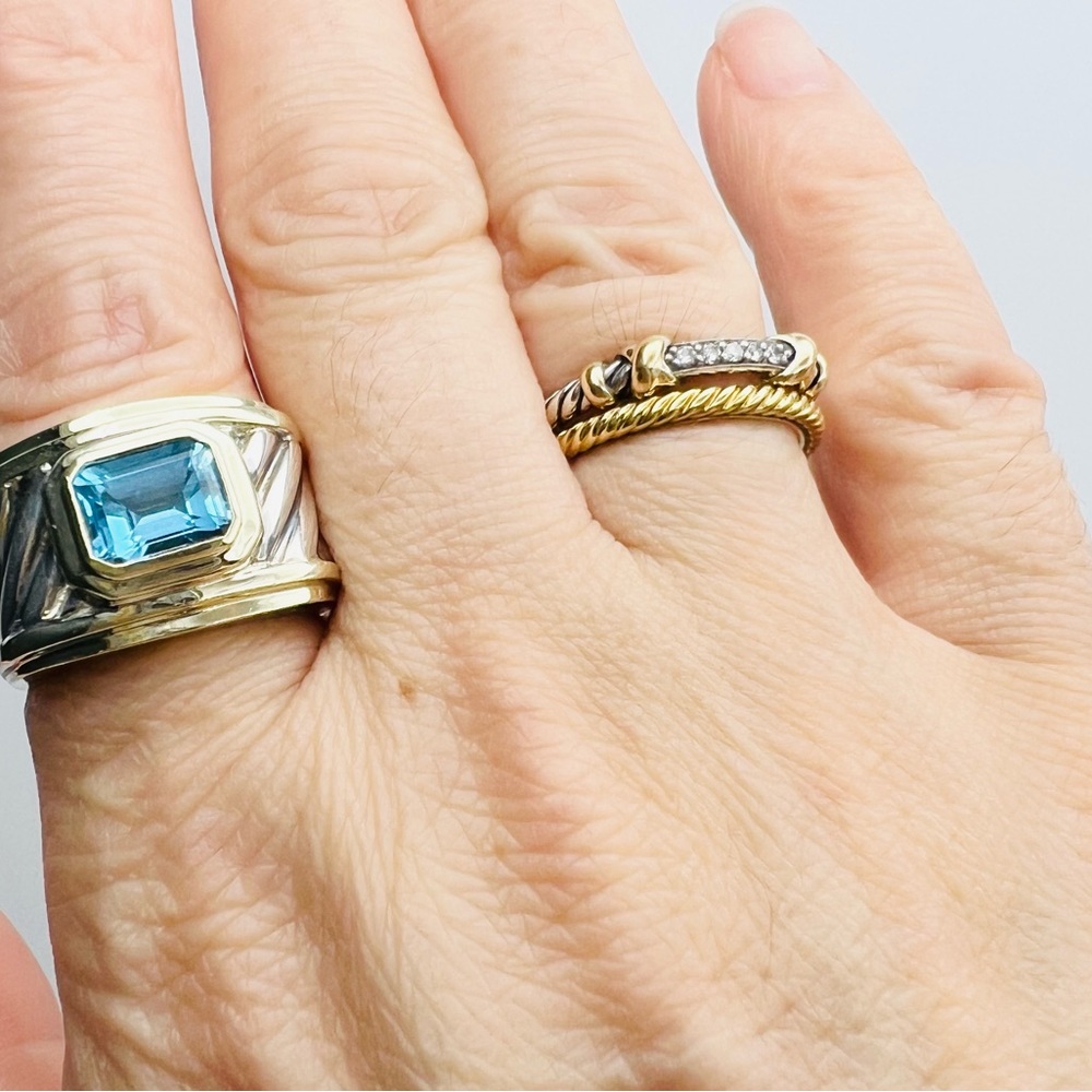 David Yurman Cigar Band Ring WithTopaz and Gold - Picture 8 of 9